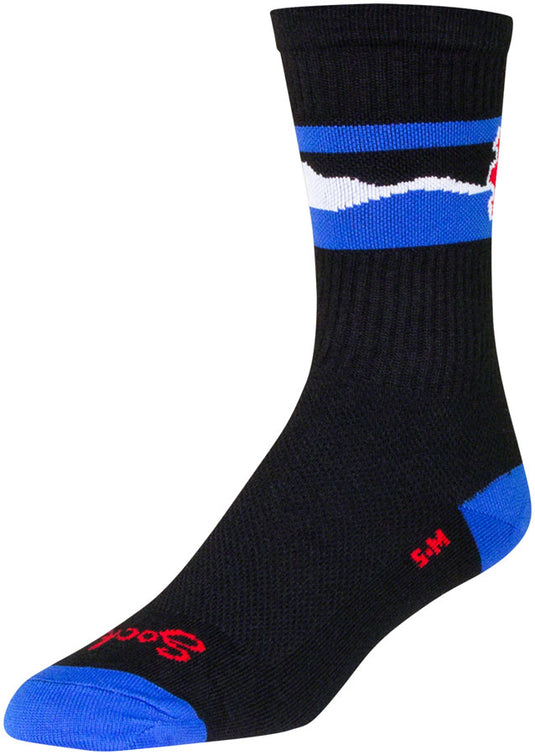 SockGuy Crew Cogorado Socks 6 inch Black Small Medium Unisex Synthetic