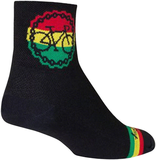 Pack of 2 SockGuy Classic Rasta Ride Socks - 3 inch, Black/Rasta, Large/X-Large