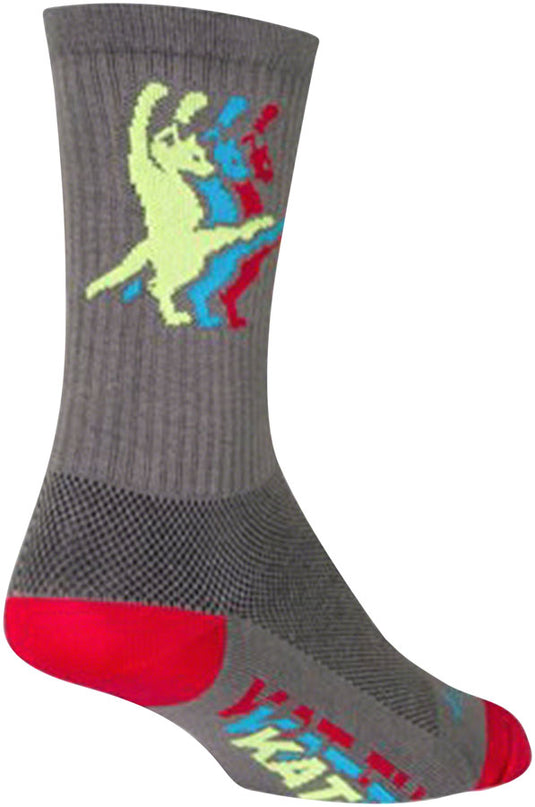 SockGuy Crew Kat-Fu Sock: Gray SM/MD Double Stitched Heel and Toe Ultra Wicking