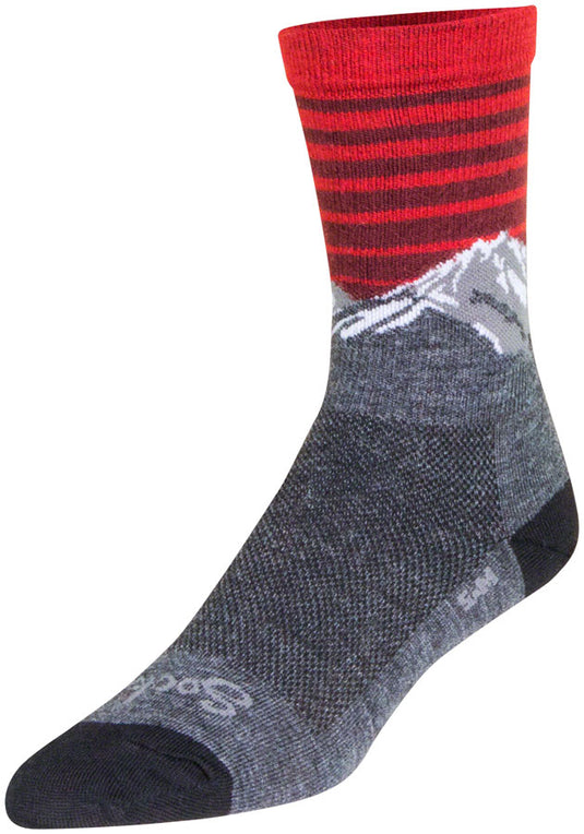 SockGuy Summit Wool Socks - 6", Gray/Red/White, Large/X-Large