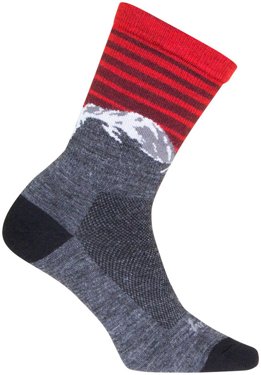 SockGuy Summit Wool Socks - 6", Gray/Red/White, Small/Medium