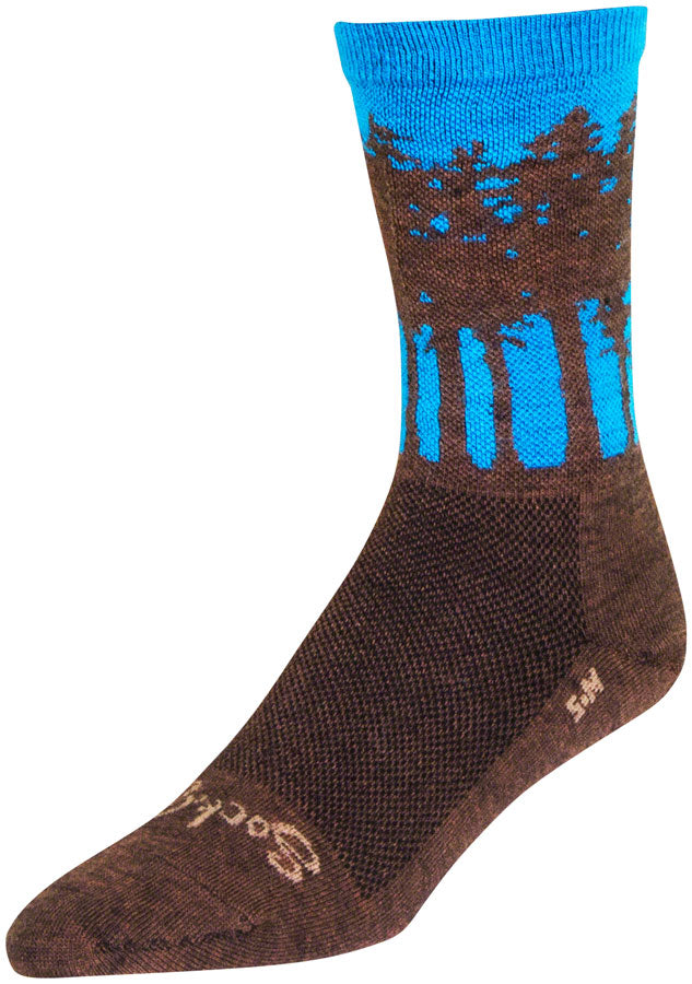 Load image into Gallery viewer, SockGuy Treeline Wool Socks - 6&quot;, Brown/Blue, Small/Medium
