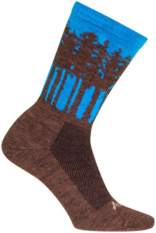 SockGuy Treeline Wool Socks - 6", Brown/Blue, Small/Medium