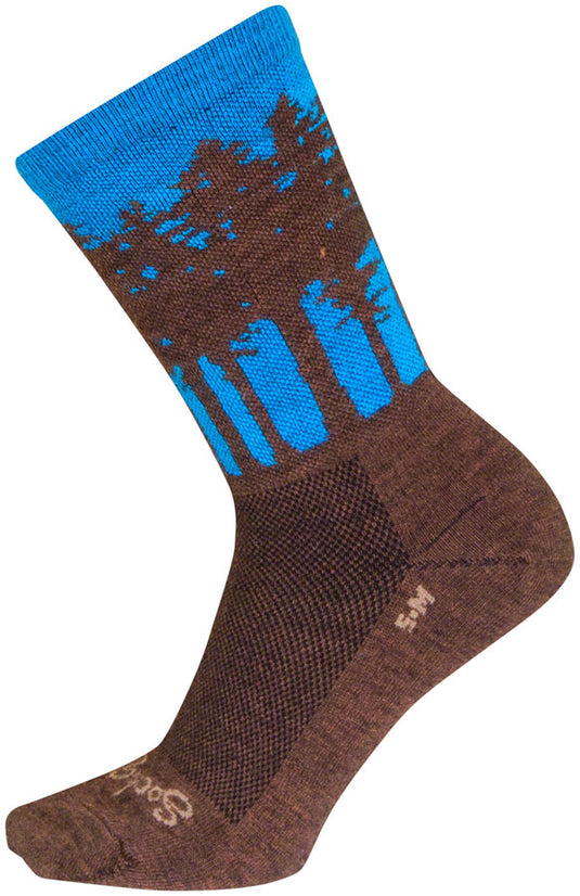 SockGuy Treeline Wool Socks - 6", Brown/Blue, Large/X-Large