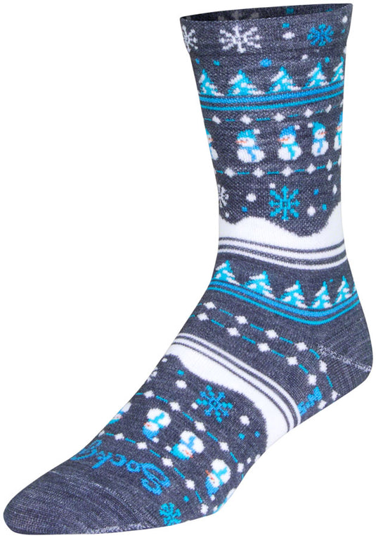 SockGuy Winter Sweater Wool Socks - 6", Blue/Gray/White, Large/X-Large