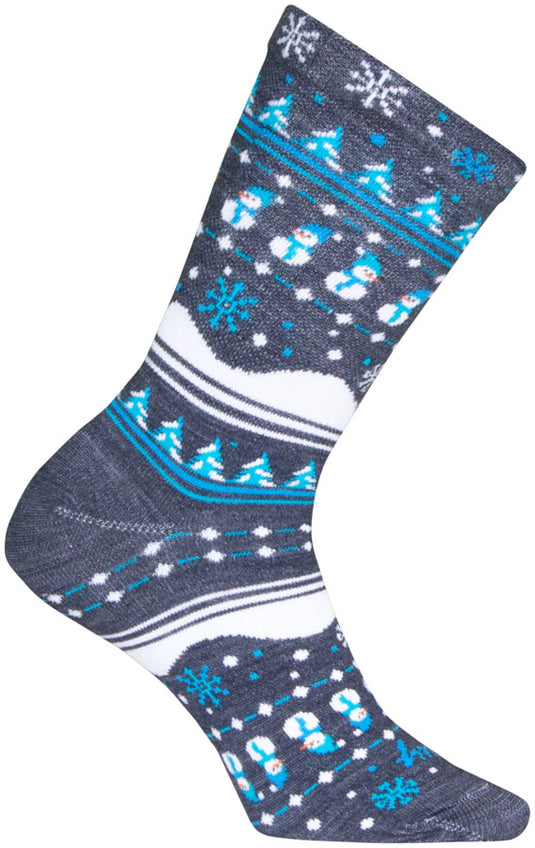 SockGuy Winter Sweater Wool Socks - 6", Blue/Gray/White, Small/Medium