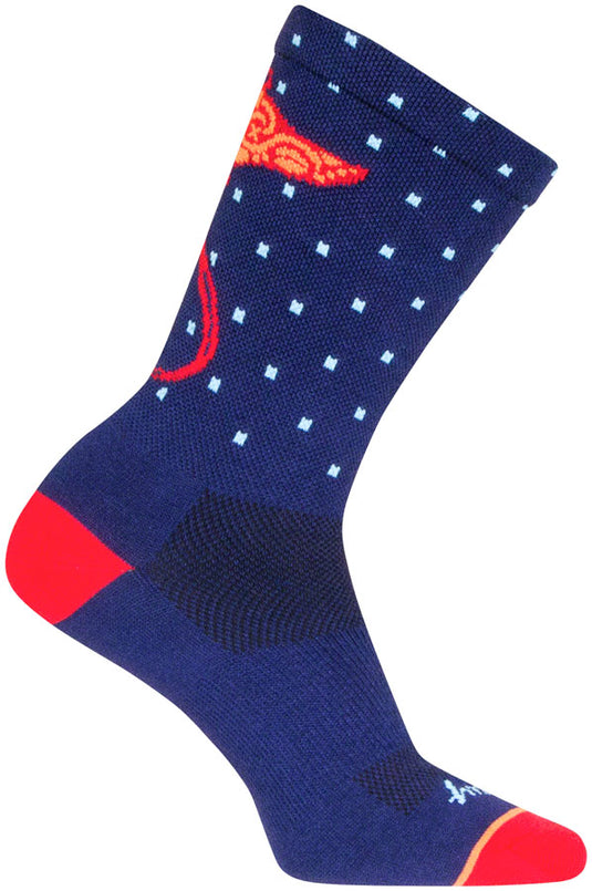 SockGuy Ray Crew Socks - 6", Blue/Orange/Red, Large/X-Large