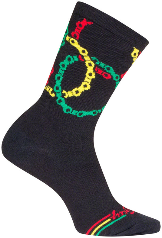 Pack of 2 SockGuy Connected Crew Socks - 6 inch, Black/Multi, Large/X-Large