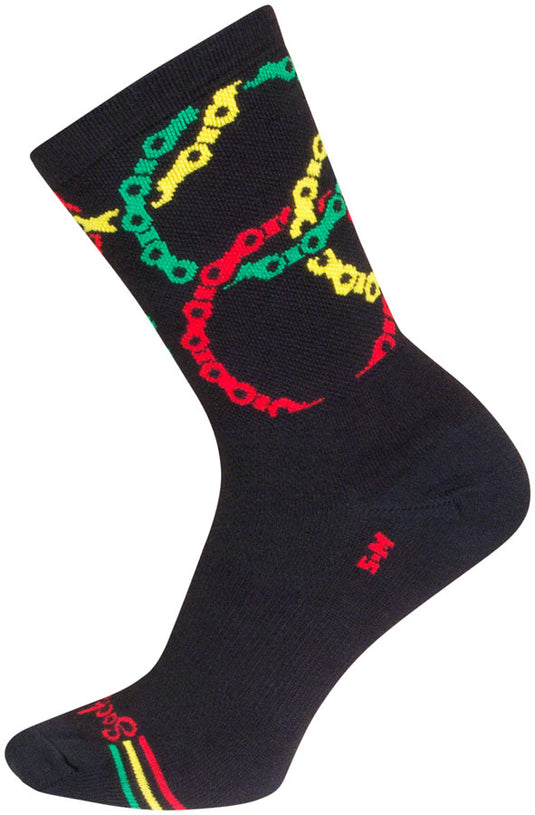 Pack of 2 SockGuy Connected Crew Socks - 6 inch, Black/Multi, Large/X-Large