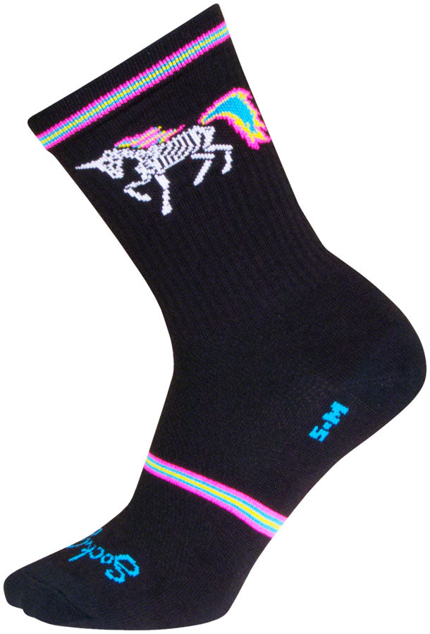 Load image into Gallery viewer, SockGuy Dark Magic Crew Socks - 6&quot;, Black/Multi, Small/Medium
