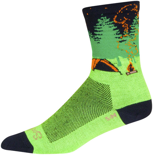 Pack of 2 SockGuy Off the Grid Crew Socks - 6 inch, Green/Black/Brown, L/XL