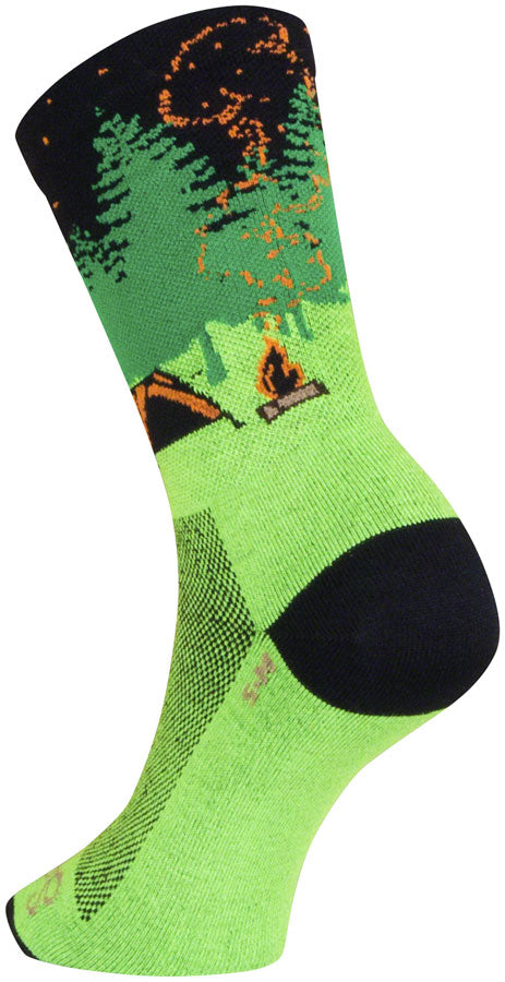 2 Pack SockGuy Off the Grid Crew Socks - 6 inch, Green/Black/Brown, Small/Medium