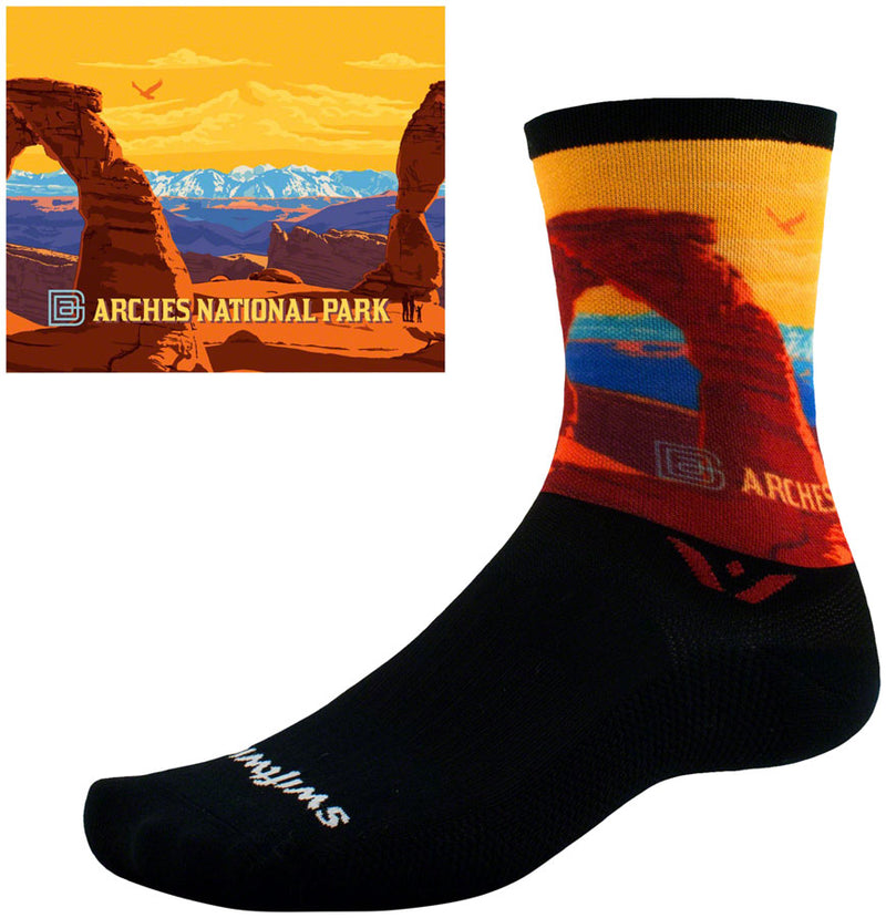 Load image into Gallery viewer, Swiftwick Vision Impression National Park Crew Socks - 6&quot;, Arches, X-Large
