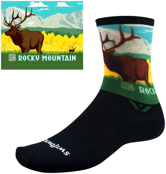 Swiftwick Vision Impression National Park Crew Socks - 6", Rocky Mountains, X-Large