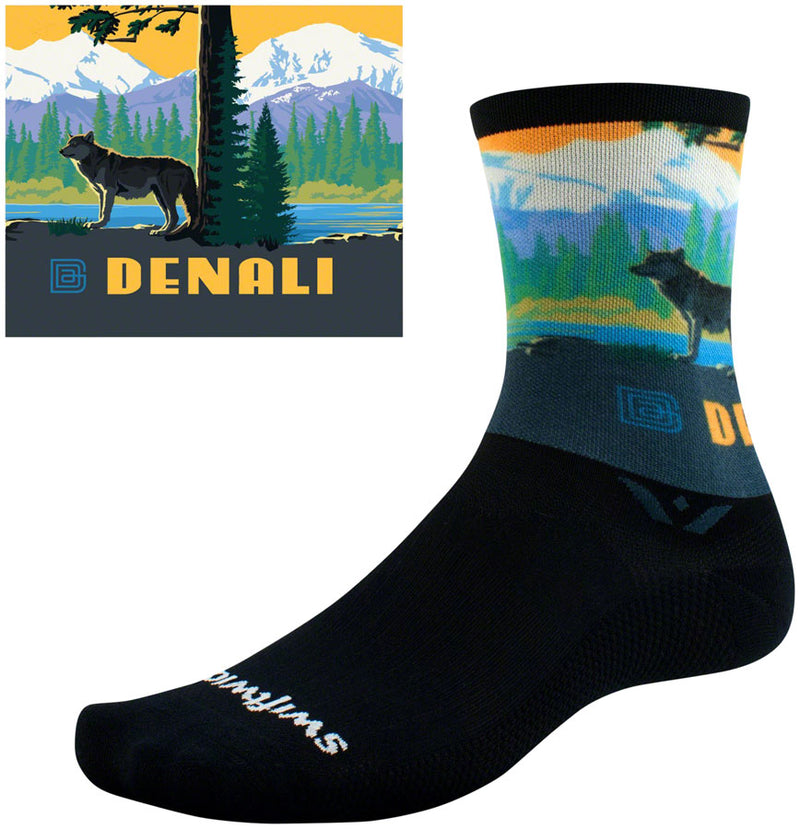 Load image into Gallery viewer, Swiftwick Vision Six Impression National Park Socks - 6&quot;, Denali, Small
