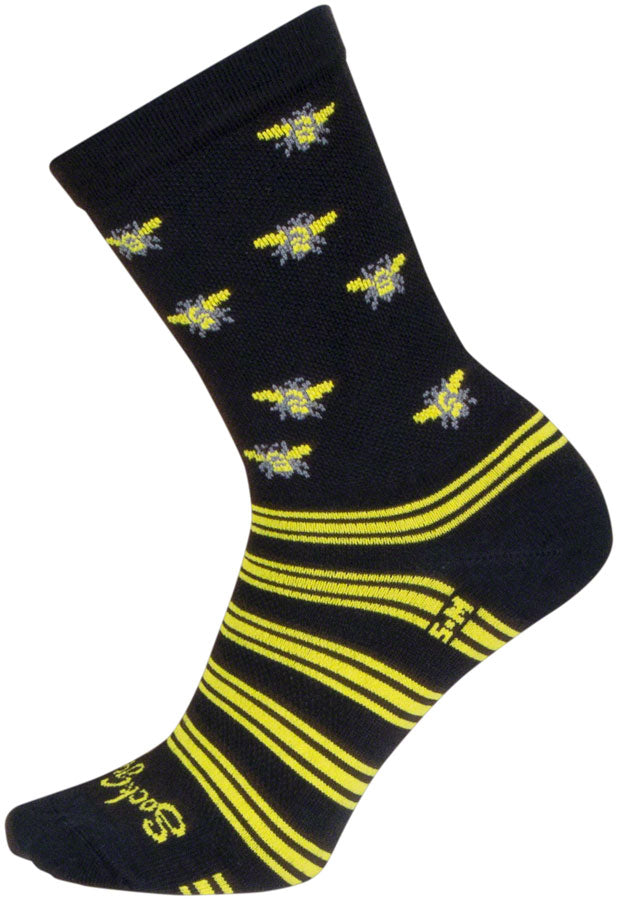 Load image into Gallery viewer, Pack of 2 SockGuy Buzz Crew Socks - 6 inch, Black/Yellow, Large/X-Large
