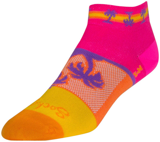 Pack of 2 SockGuy Tropical Classic Low Socks - 1 inch, Pink/Yellow/Orange