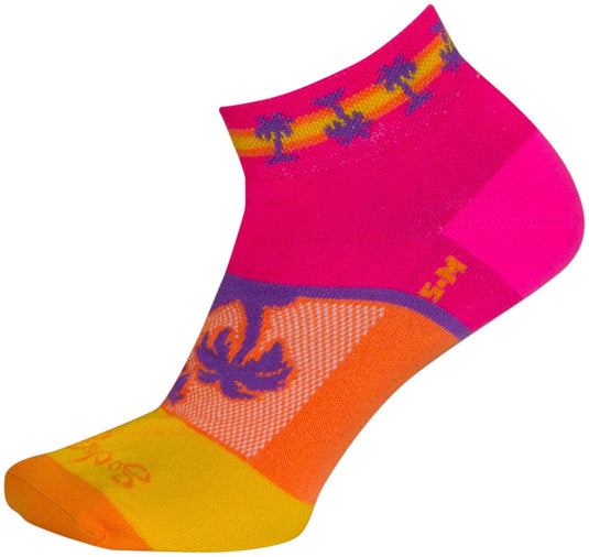 SockGuy Tropical Classic Low Socks - 1 inch, Pink/Yellow/Orange, Women's, S/M