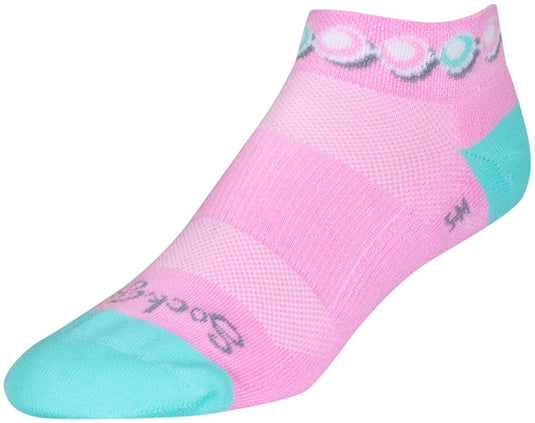 Pack of 2 SockGuy Channel Air Pearls Classic Low Socks - 1 inch, Pink/Blue