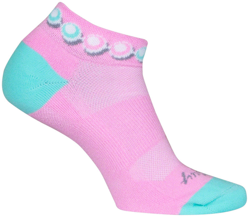 Load image into Gallery viewer, SockGuy Channel Air Pearls Classic Low Socks - 1 inch, Pink/Blue, Women&#39;s, S/M
