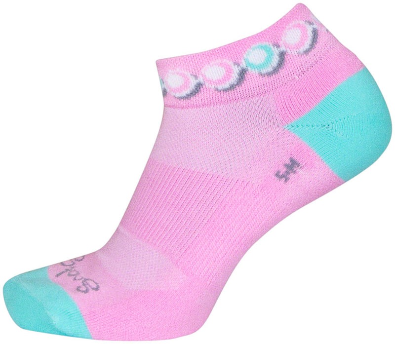 Load image into Gallery viewer, SockGuy Channel Air Pearls Classic Low Socks - 1 inch, Pink/Blue, Women&#39;s, S/M
