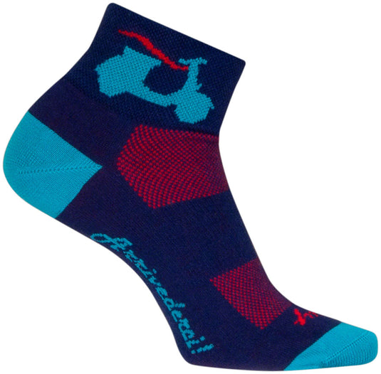 SockGuy Bella Classic Low Socks - 2", Blue/Red, Women's, Small/Medium