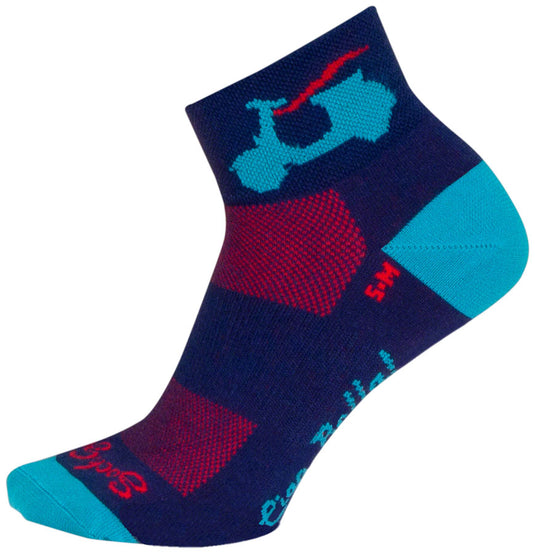 SockGuy Bella Classic Low Socks - 2", Blue/Red, Women's, Small/Medium