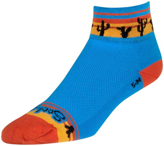 SockGuy Desert Classic Low Socks - 2 inch, Blue/Orange/Gold, Women's, S/M