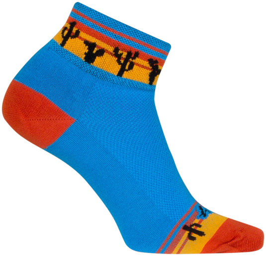 2 Pack SockGuy Desert Classic Low Socks - 2 inch, Blue/Orange/Gold, Women's, S/M