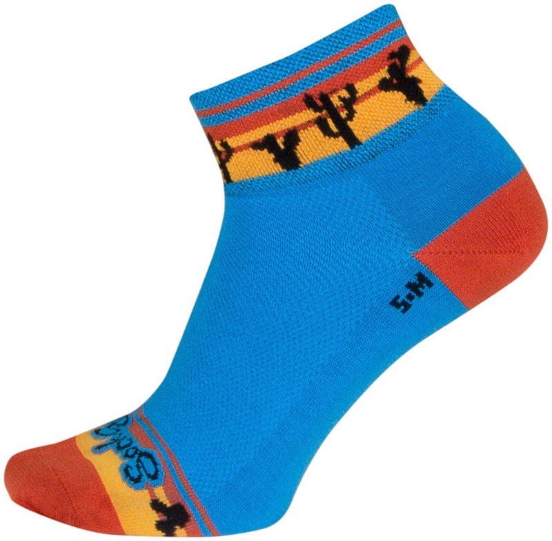 Load image into Gallery viewer, SockGuy Desert Classic Low Socks - 2 inch, Blue/Orange/Gold, Women&#39;s, S/M
