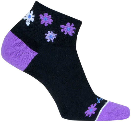 Pack of 2 SockGuy Channel Air Daisy Classic Low Socks - 2 inch, Black/Purple