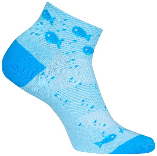 2 Pack SockGuy Channel Air Fishy Classic Low Socks - 2 inch, Blue, Women's, S/M