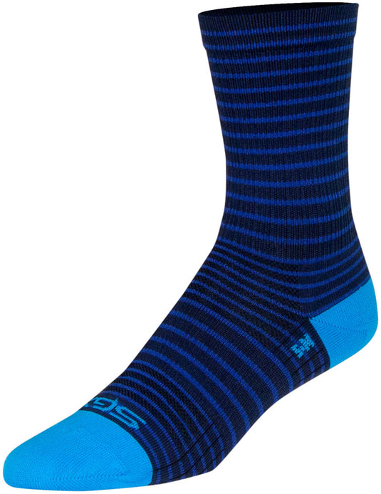 SockGuy Navy Stripes SGX Socks - 6", Navy, Large/X-Large