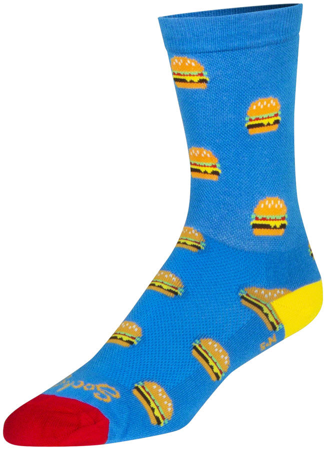 Load image into Gallery viewer, SockGuy Crew Burgers Socks - 6&quot;, Large/X-Large
