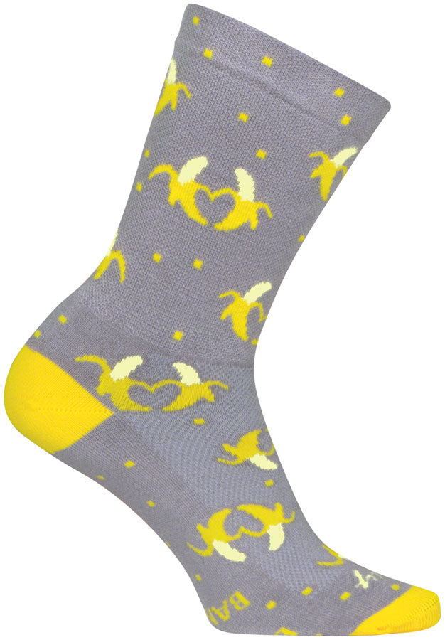 Load image into Gallery viewer, SockGuy Bananas Crew Sock - 6&quot;, Large/X-Large Stretch-To-Fit Sizing System
