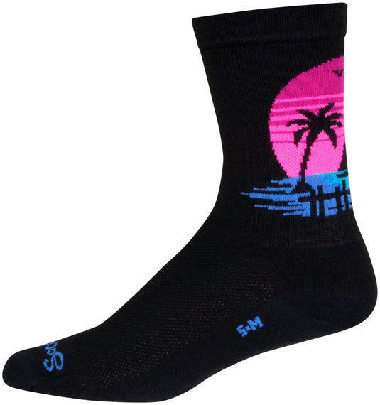 SockGuy Sunset Crew Sock - 6", Small/Medium Stretch-To-Fit Sizing System