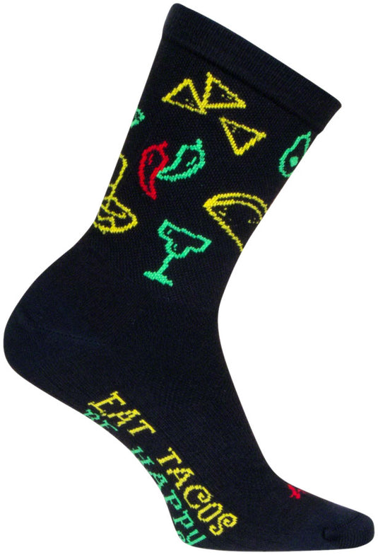 SockGuy Taco Life Crew Sock - 6", Large/X-Large Stretch-To-Fit Sizing System