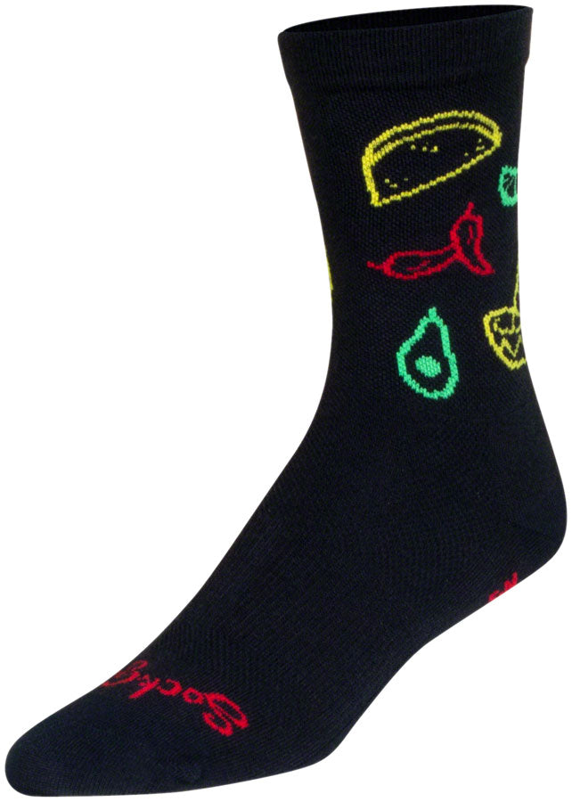 Load image into Gallery viewer, SockGuy Taco Life Crew Sock - 6&quot;, Large/X-Large Stretch-To-Fit Sizing System
