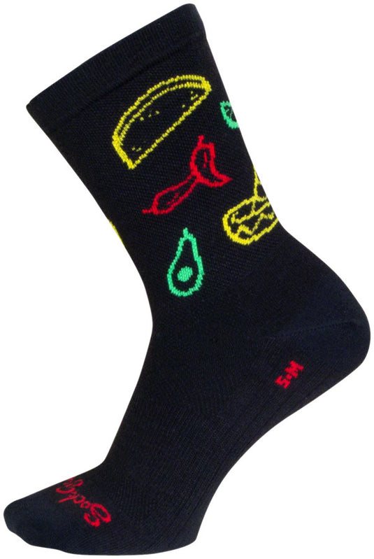 SockGuy Taco Life Crew Sock - 6", Large/X-Large Stretch-To-Fit Sizing System