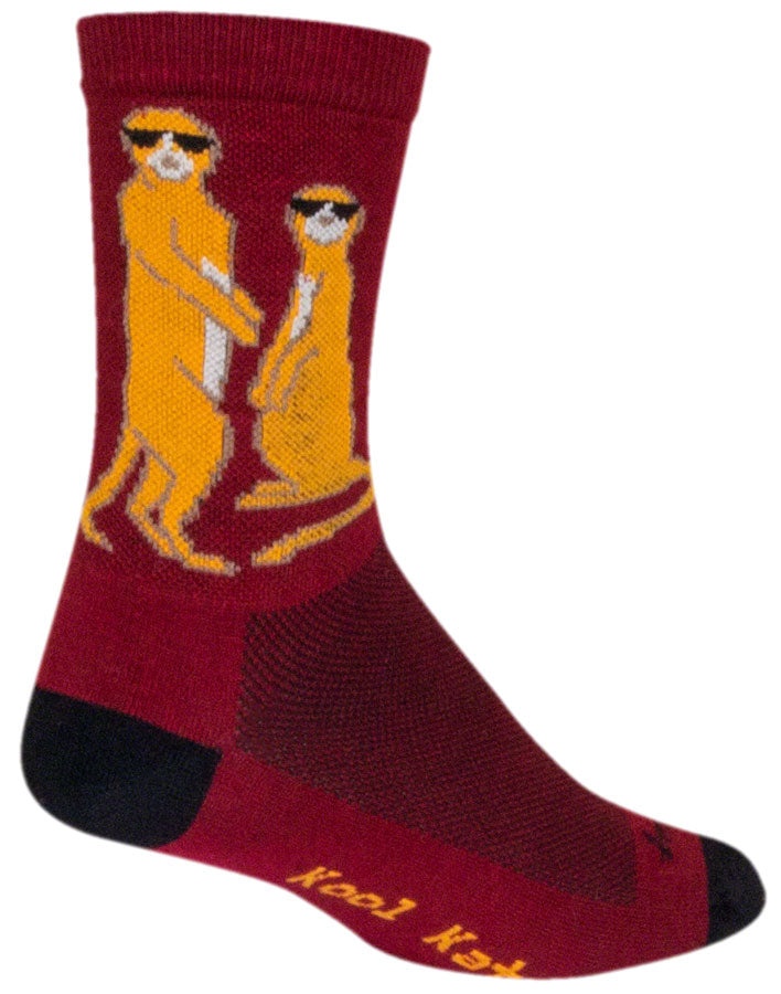 Load image into Gallery viewer, SockGuy Crew Kool Kats Socks - 6&quot;, Burgundy, Small/Medium
