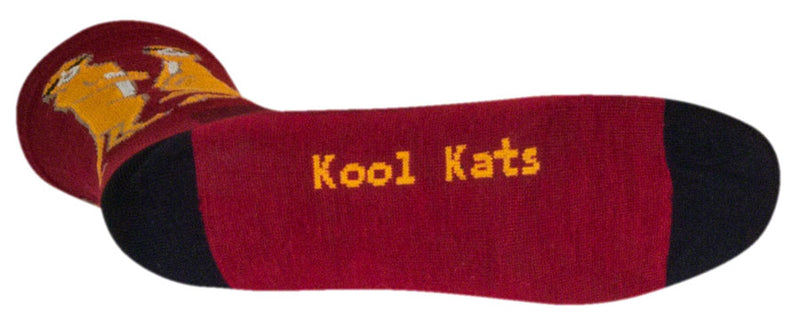 Load image into Gallery viewer, SockGuy Crew Kool Kats Socks - 6&quot;, Burgundy, Small/Medium
