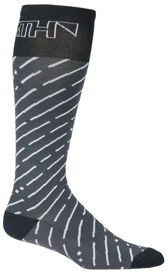 Load image into Gallery viewer, 45NRTH Snow Band Midweight Knee High Wool Sock - Dark Gray/Dark Blue, Large
