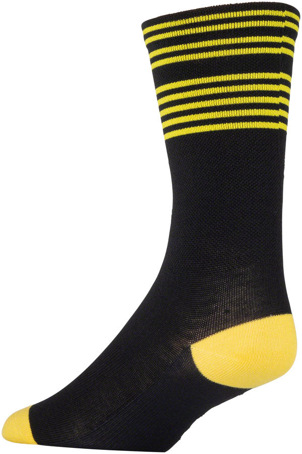 Load image into Gallery viewer, 45NRTH Lightweight Sock - Black/Citron Stripe, Small
