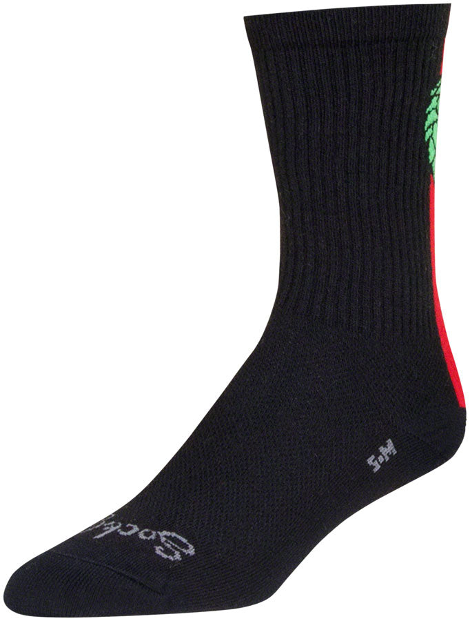 Load image into Gallery viewer, SockGuy Crew Hoppyness Socks - 6&quot;, Black, Small/Medium
