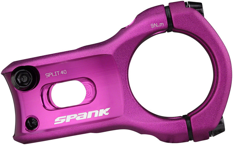 Load image into Gallery viewer, Spank Split 35 Stem 40mm Length 35mm Bar Clamp +/-0 Rise Purple Mountain Bike
