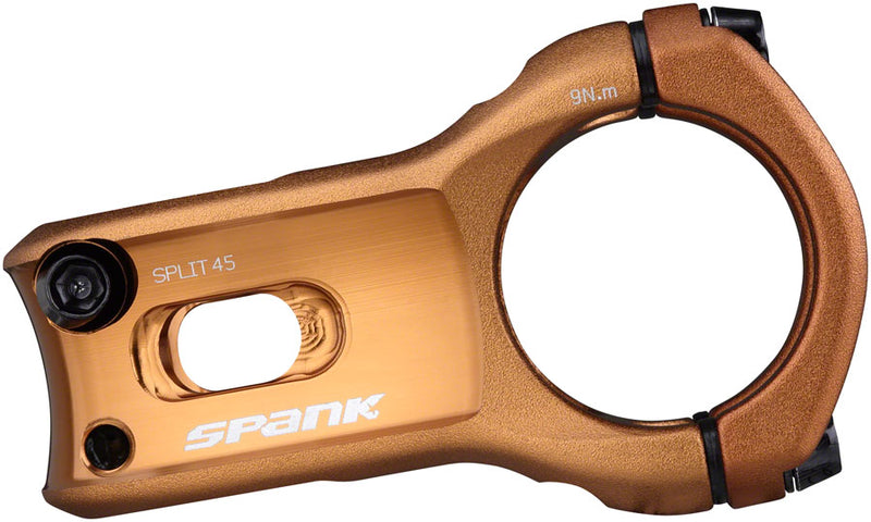 Load image into Gallery viewer, Spank Split 35 Stem 45mm Length 35mm Bar Clamp +/-0 Rise Aluminum Bronze MTB
