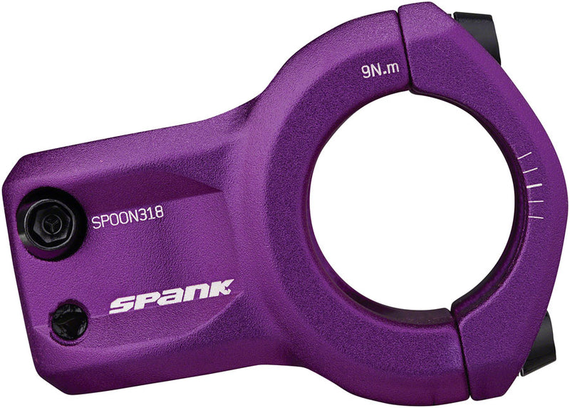 Load image into Gallery viewer, Spank Spoon 318 Stem 33mm Length 31.8 +/-0 Purple Aluminum Mountain Bike
