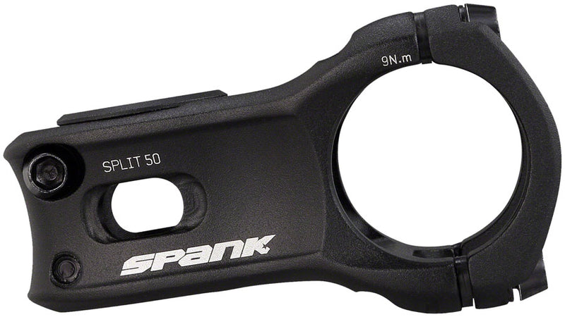 Load image into Gallery viewer, Spank Split 35 Bike Stem 50mm Length 35mm Bar Clamp +/-0 Rise Black Aluminum MTB
