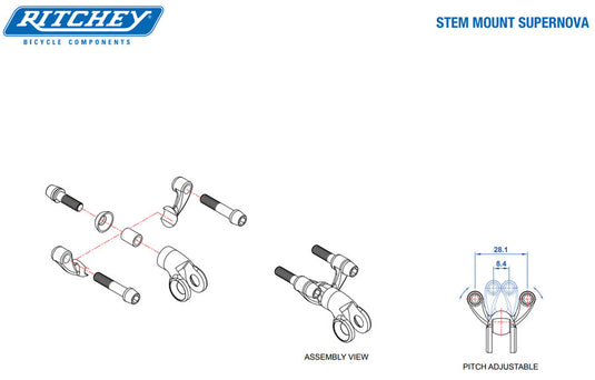 Ritchey Universal Stem Face Plate Accessory Mount Supernova Black With Hardware