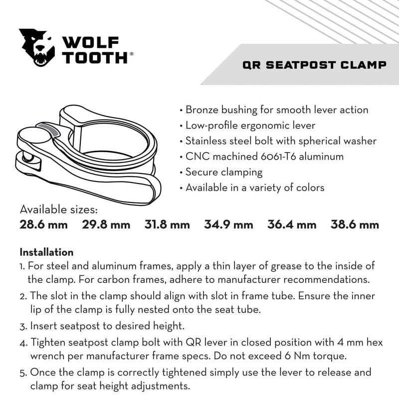 Load image into Gallery viewer, Wolf Tooth Components Quick Release Seatpost Clamp - 28.6mm, QR, Gold
